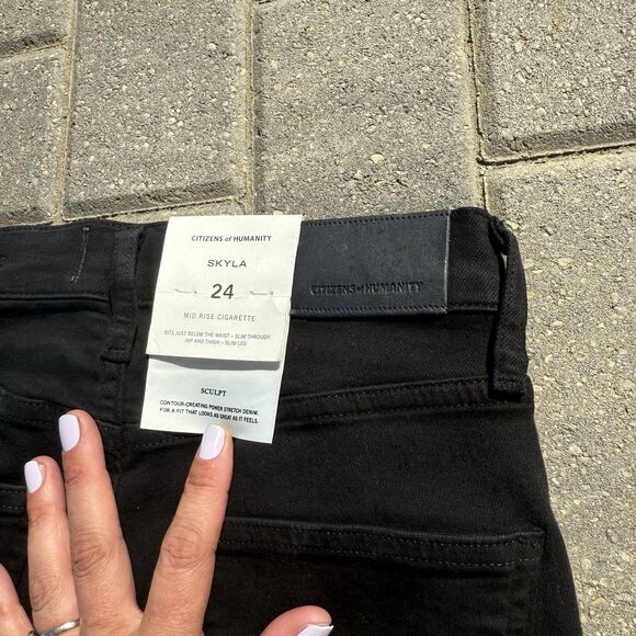 CITIZENS OF HUMANITY SKYLA MID RISE CIGARETTE LEG JEANS PLUSH BLACK NWT $198 24 - Picture 9 of 15